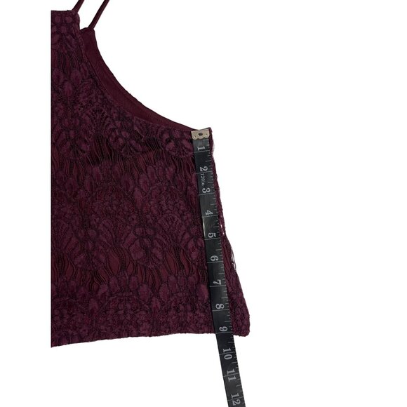 kendall kylie small wine thin strap sleeveless floral lace crop top Dd541 - Picture 7 of 10